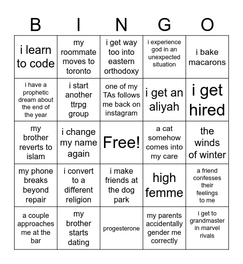 Miri's 2025 Bingo Card