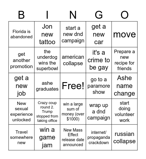 2025 Bingo Card
