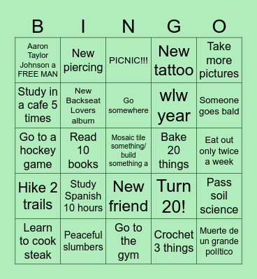 2025 Bingo Card