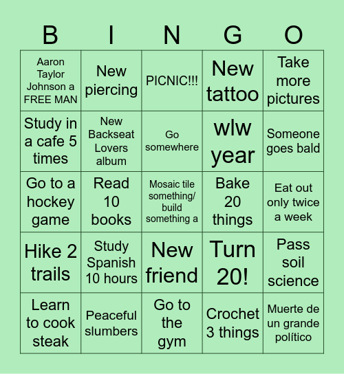 2025 Bingo Card