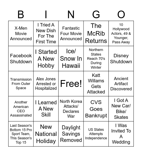 BINGO 2025 #3 Bingo Card