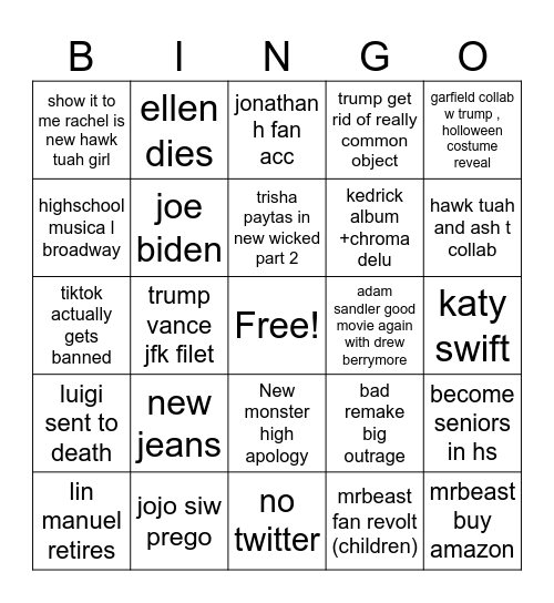 2025 Bingo Card