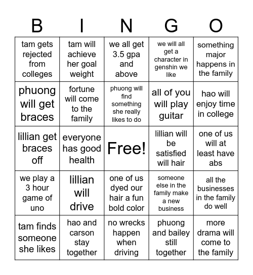 2025 Bingo Card