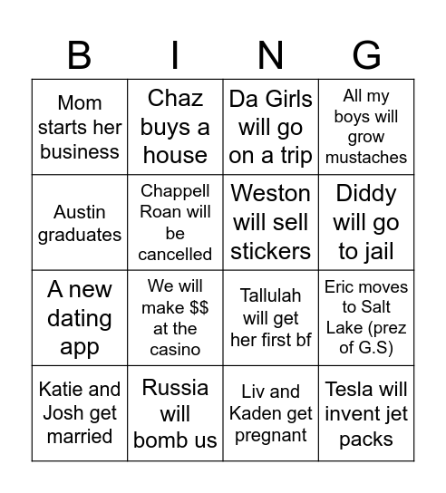 2025 For All!! Bingo Card