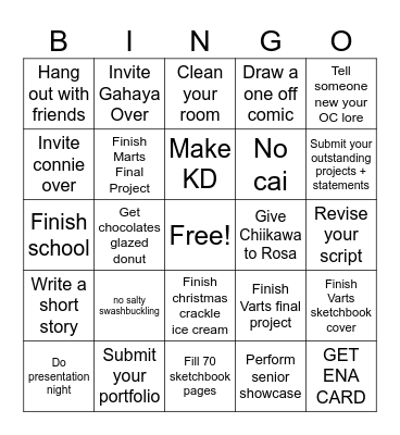January Bingo Card