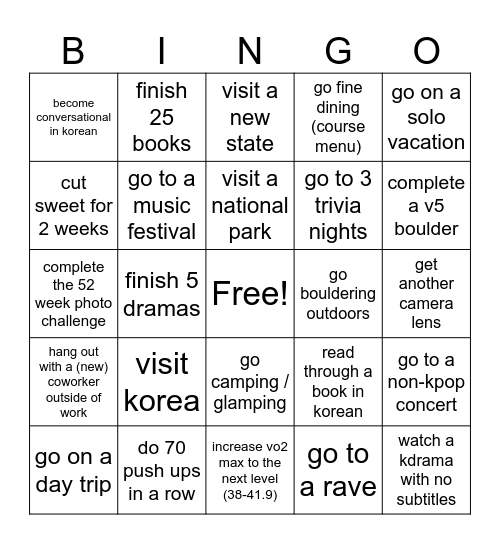 2025 Bingo Card