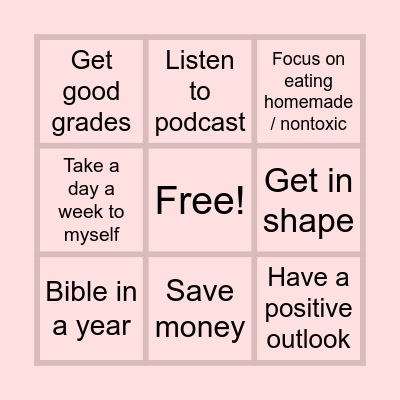 2025 Goals Bingo Card
