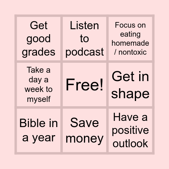 2025 Goals Bingo Card