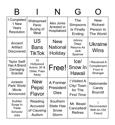 BINGO 2025   #5 Bingo Card