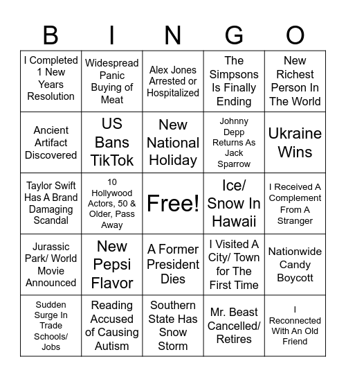BINGO 2025   #5 Bingo Card