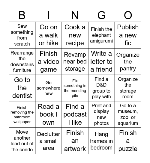 2025 Resolutions Bingo Card