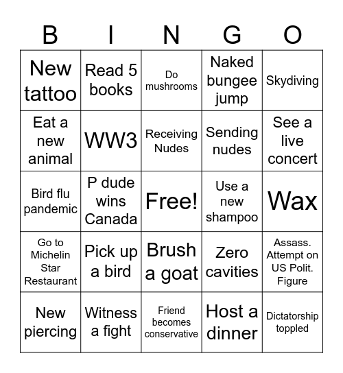 2025 Bingo Card