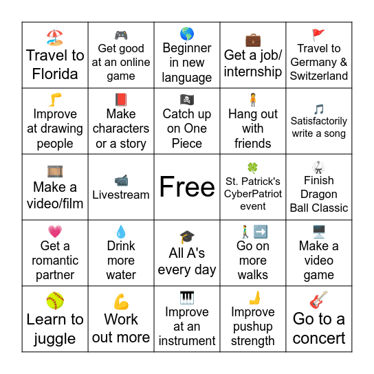 2025 Bingo Card