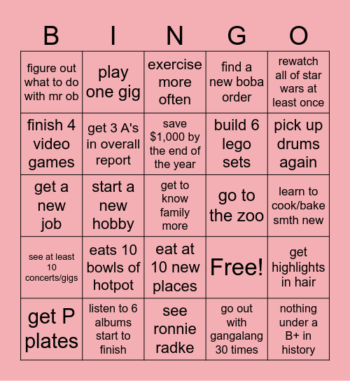 2025 Bingo Card