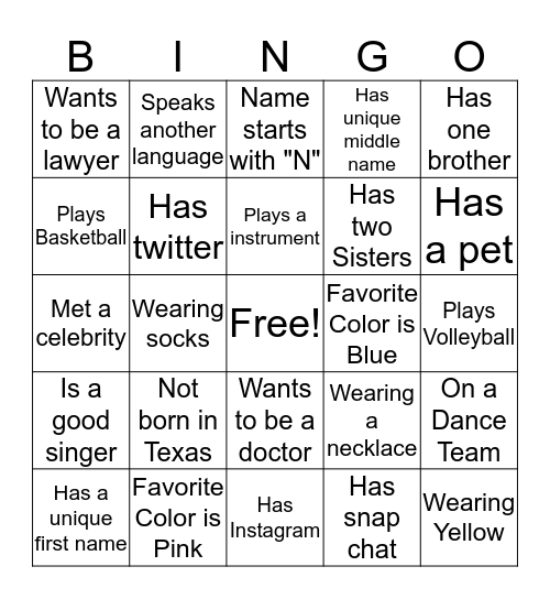 Makeover Mingle Bingo Card