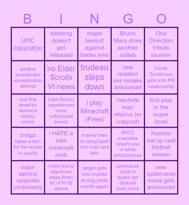 2025 Bingo Card