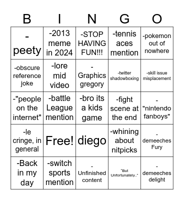 Demeech Bingo Card
