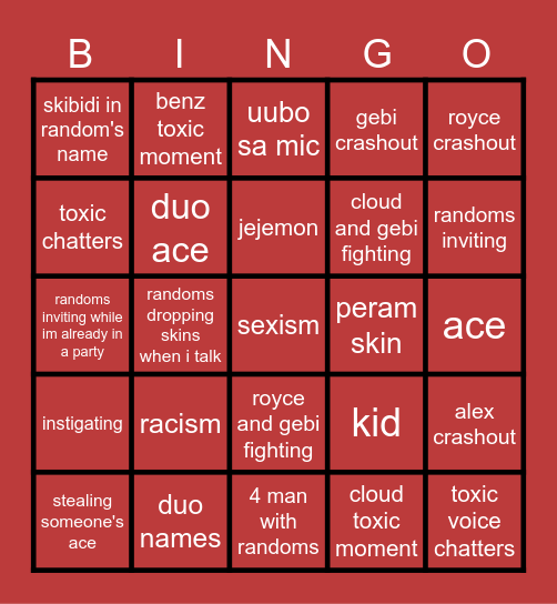 VALORANT Bingo Card