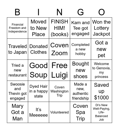 2025 Is Our Year Bingo Card