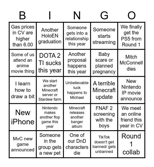 2025 Bingo Card