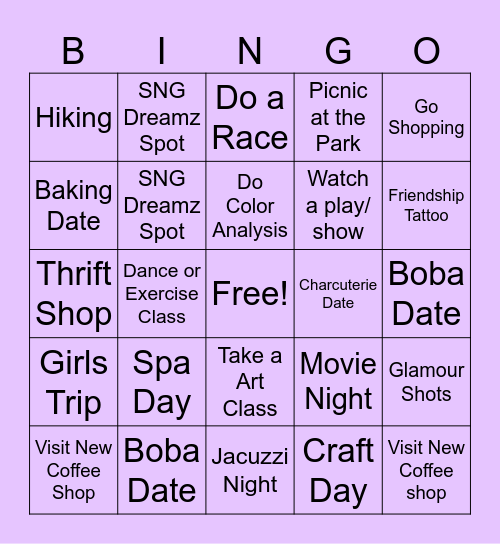 Shark Coochie Gals Bingo Card