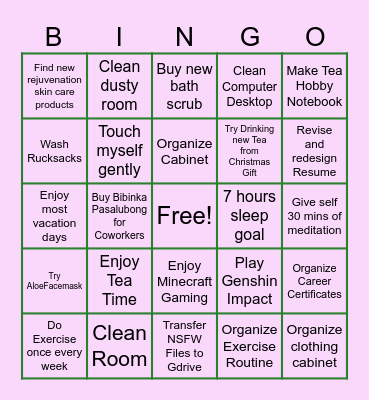 New Year Bingo Card