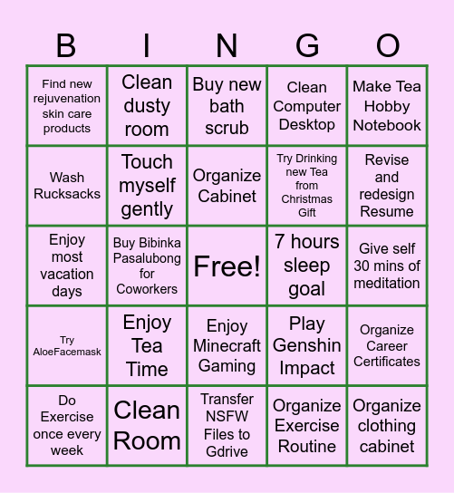 New Year Bingo Card