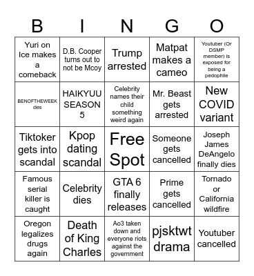 2025 BINGO Card