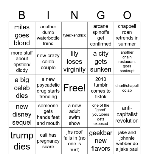 2025 bingo Card