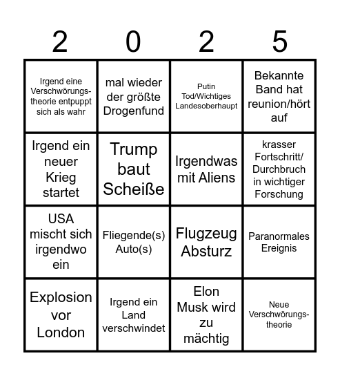 2025 Bingo Card