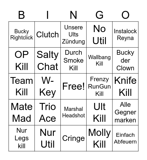 Fnuy Valorant Schleepy Bingo Card