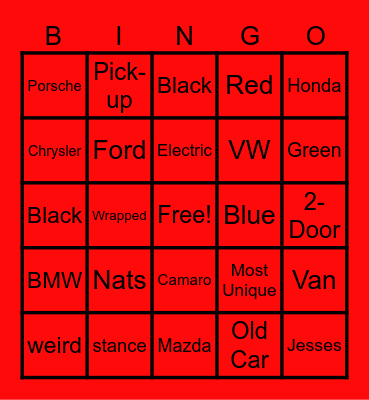 PDX Cars & Coffee Bingo Card