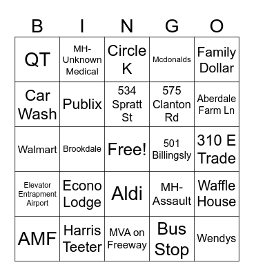 Alarm Bingo Card