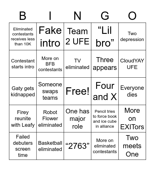 TPOT 15 Bingo Card