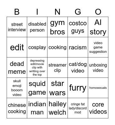reel binggo Bingo Card