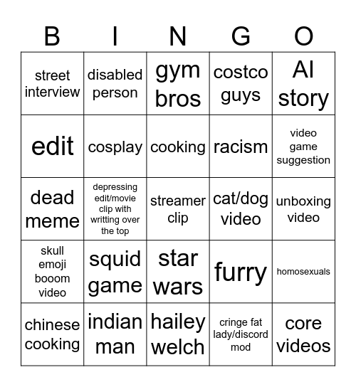 reel binggo Bingo Card