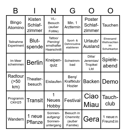 2025 Bingo Card