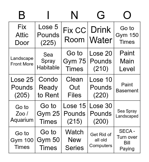 JSG 2025 Goals Bingo Card