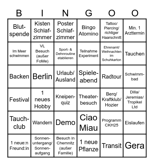 2025 Bingo Card