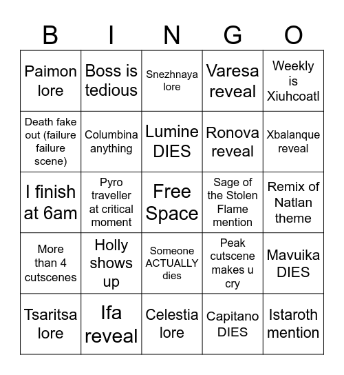 NATLAN ACT 5 Bingo Card