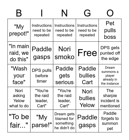 Barrels Bingo Card