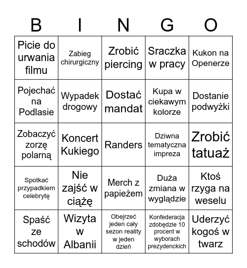 2025 bingo Card