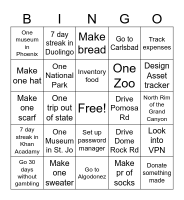 Shadowmoss 2025 Bingo Card