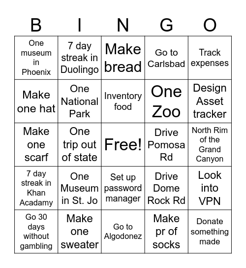 Shadowmoss 2025 Bingo Card