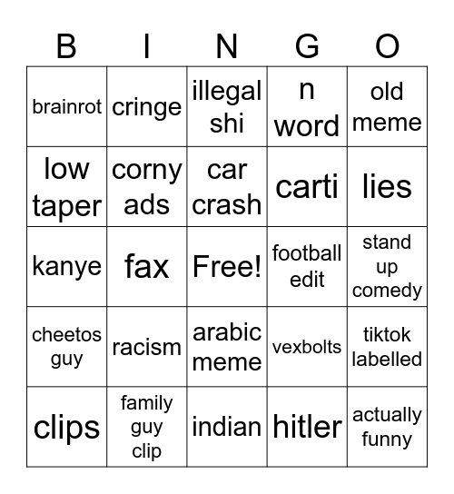 instagram Bingo Card