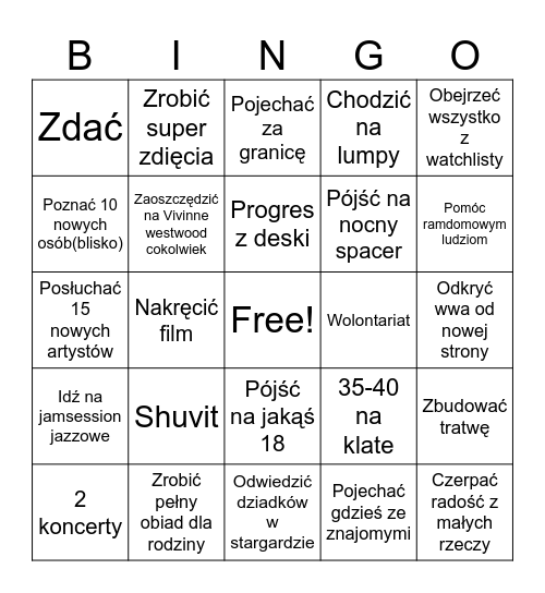 2025 Bingo Card
