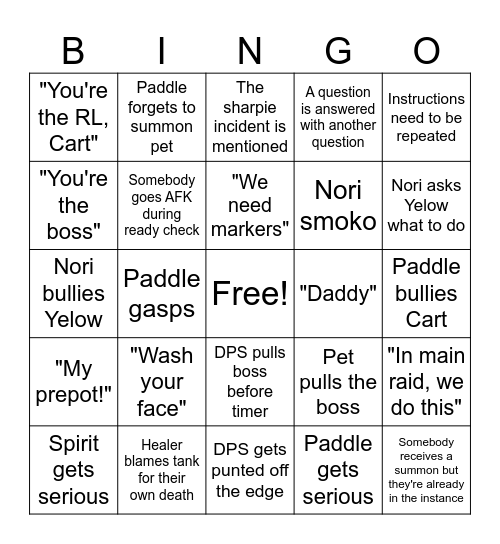 Park Bench Barrels Bingo Card