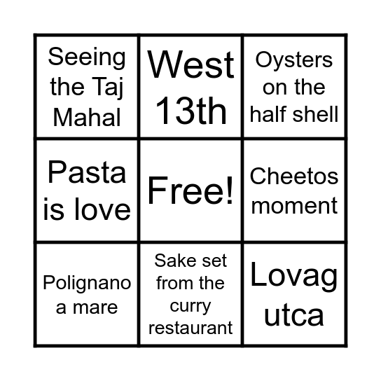 Bingo of Love! Bingo Card