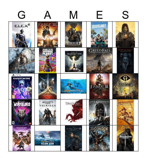 Xbox Backlog BINGO Card