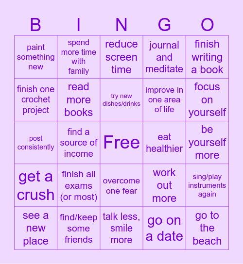 my 2025 Bingo Card